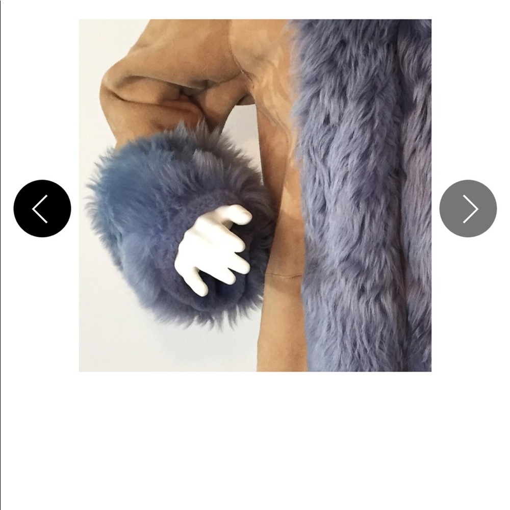 Carolina Herrera tan & blue couture shearling coat - Picture 14 of 14